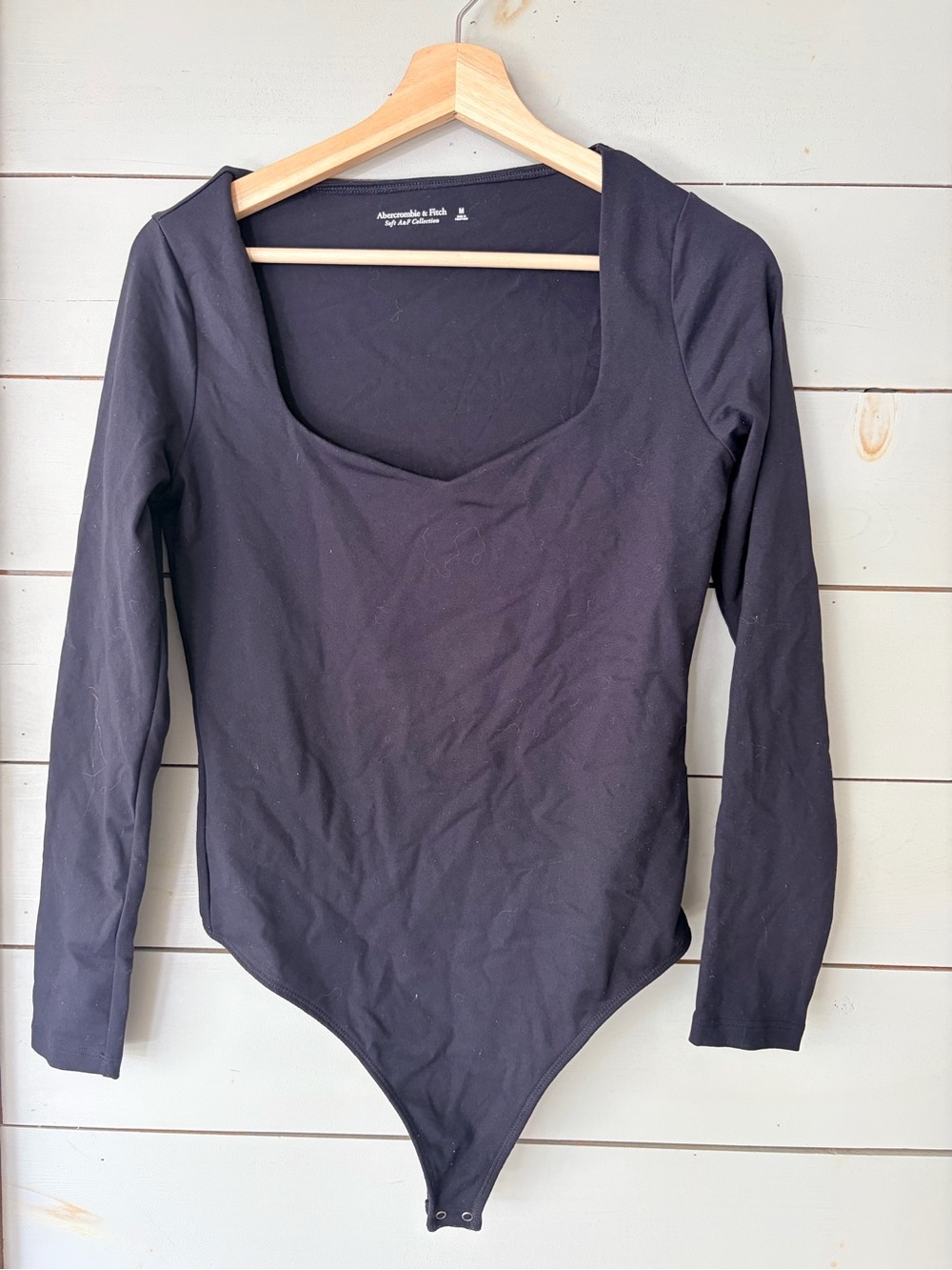 Abercrombie & Fitch SoftAF Square Neck Long Sleeve Bodysuit Black M
